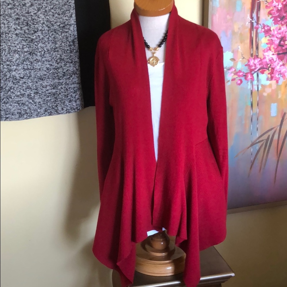 Red Open Cardigan Sweater by Context Sz. Lg